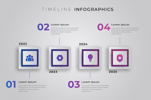 PSD flat timeline modèle infographique