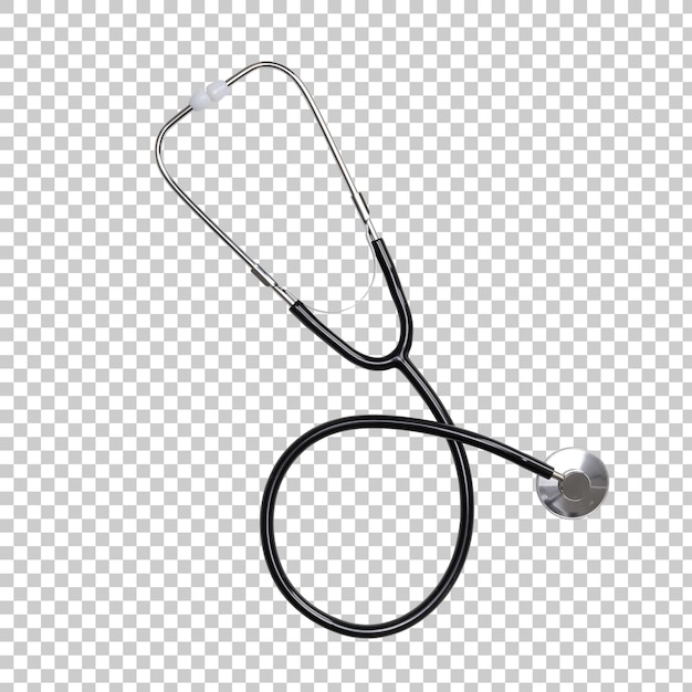 Flatlay criativo de equipamento médico médico mesa branca com estetoscópio conceito de cuidados de saúde Vista superior com espaço de cópia Transparência PNG isolada