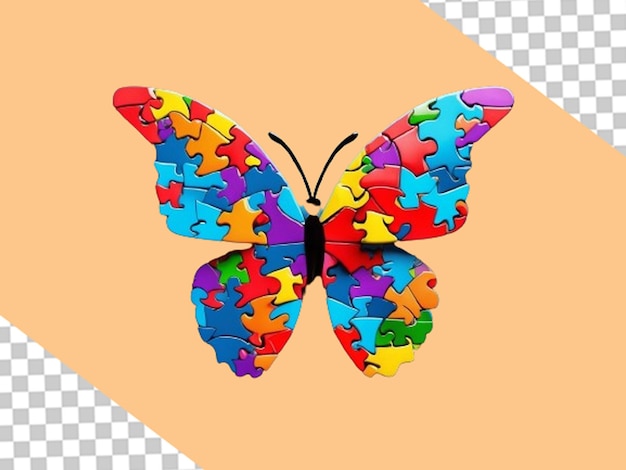 "Flattering Hope Pullzz Puzzle Butterfly para la conciencia del autismo PNG"