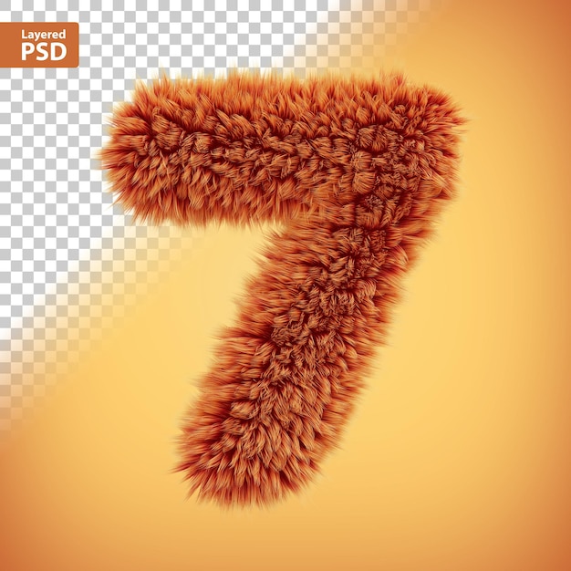 PSD flauschige 3d-zahl