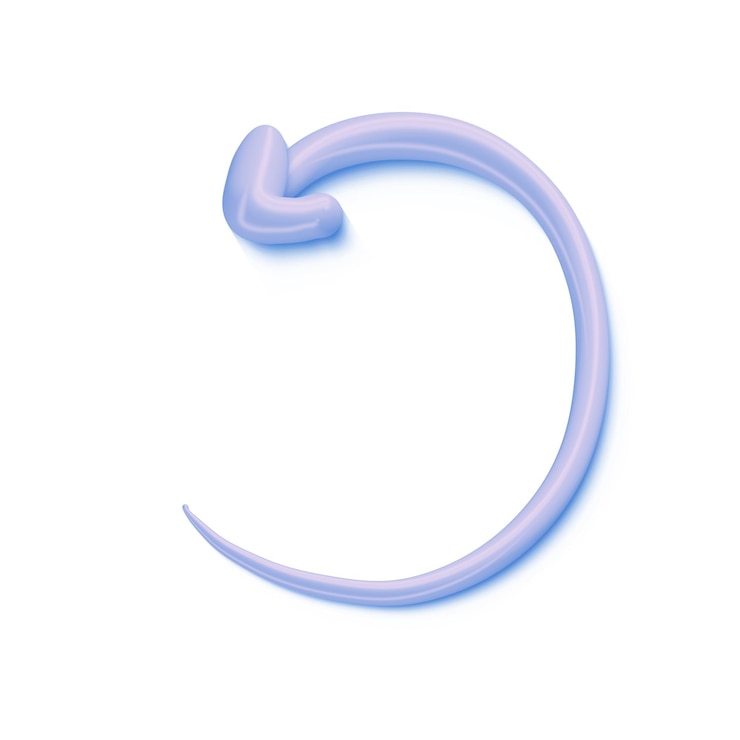 PSD flecha 3d icono de puntero de marco redondo ilustración de estilo minimalista aislado fondo png transparente