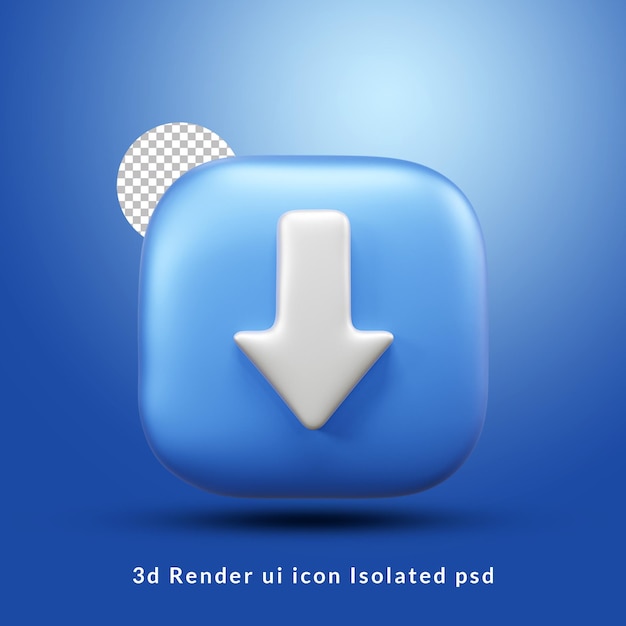 Flecha hacia abajo icono de interfaz de usuario render 3d aislado