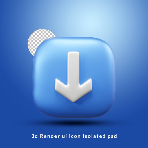 Flecha abajo ui icono 3d render aislado