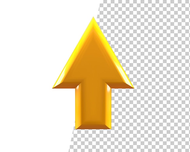 Flecha arriba cargar icono dorado 3d render