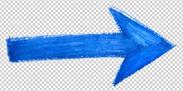 PSD flecha azul brillante que apunta a la derecha ideal para la guía direccional cortado transparente