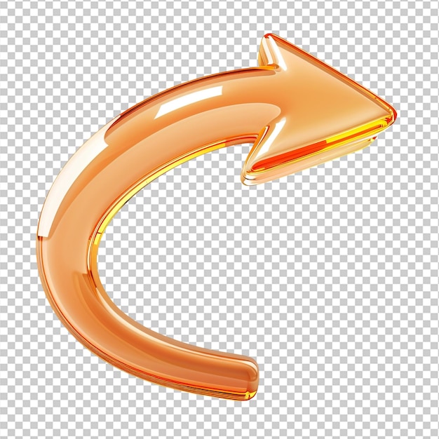 Flecha brilhante laranja curva de PNG