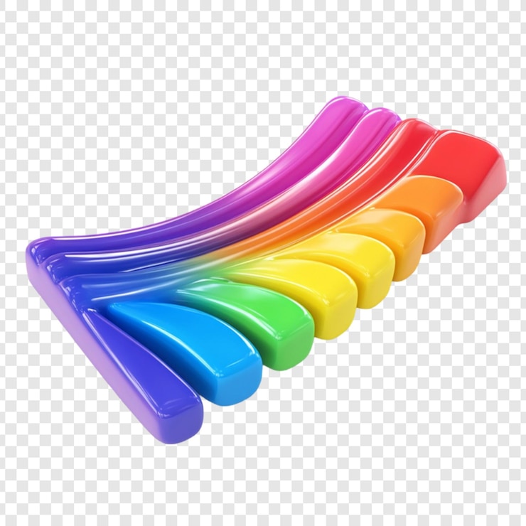 PSD flecha de color arco iris que apunta hacia abajo diseño 3d vibrante