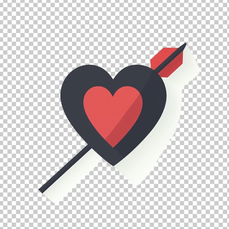 PSD con la flecha del corazón vupid amor icono plano illustrati fondo transparente