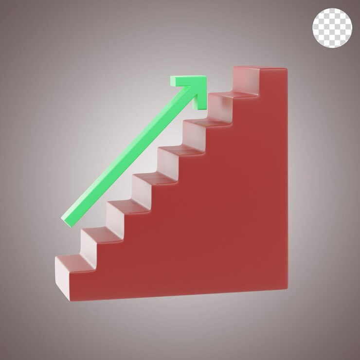PSD la flecha de crecimiento icono 3d e ilustración