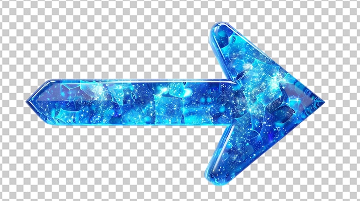 PSD flecha de cristal azul brillante de png