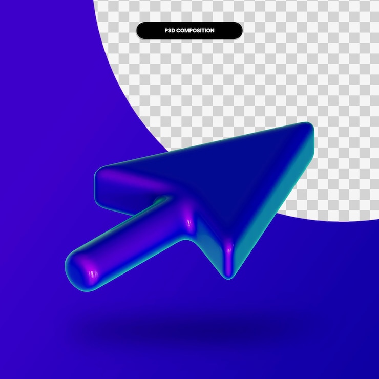 PSD flecha cursor 3d render ilustración aislada