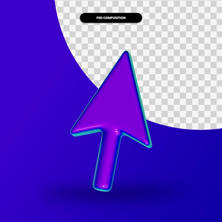 PSD flecha cursor 3d render ilustración aislada