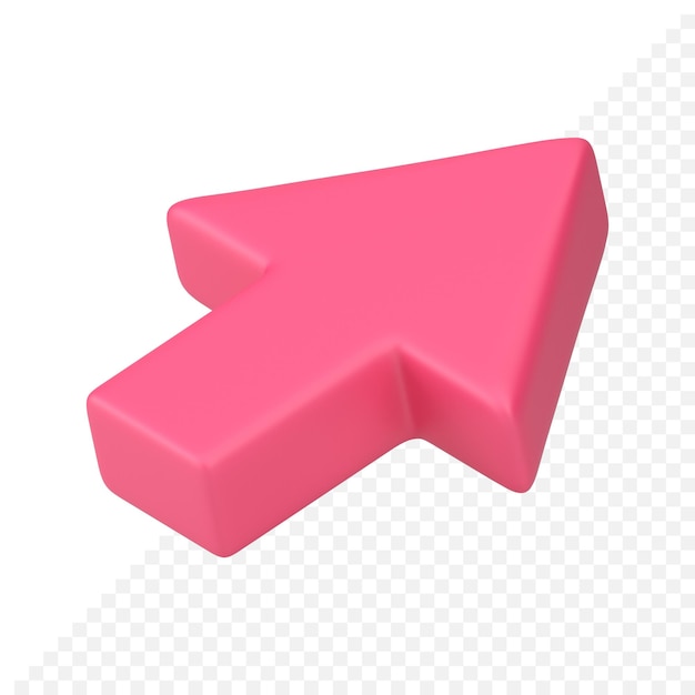 Flecha de cursor rosa icono 3d isométrico realista