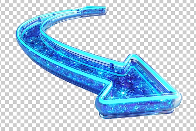 Flecha curva azul brillante de PNG con diseño brillante