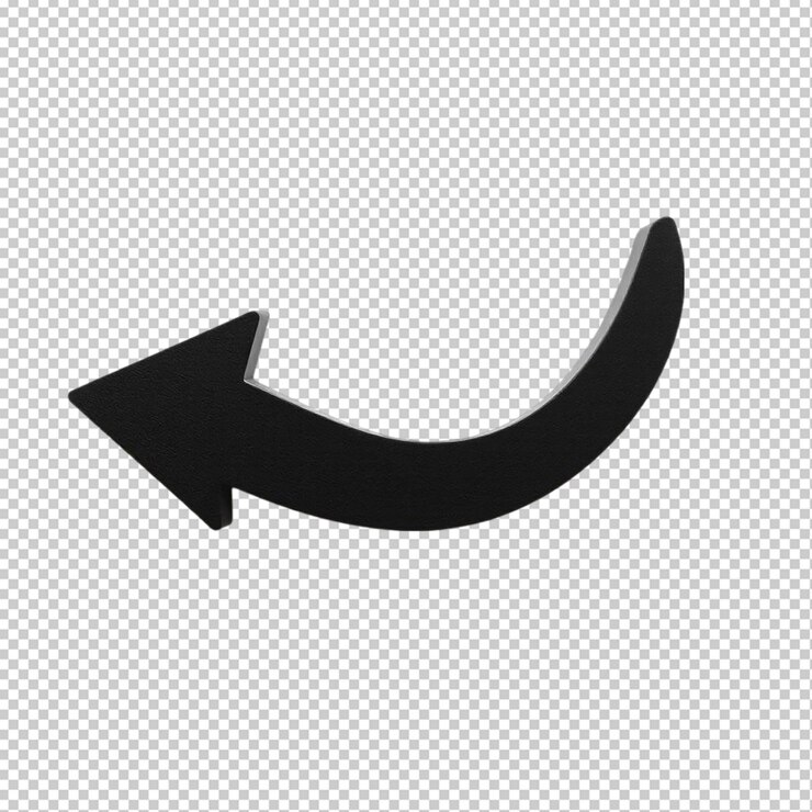 PSD flecha curva negra elemento de diseño de renderización 3d para la interfaz de navegación del sitio web ui ux icono girar a la izquierda