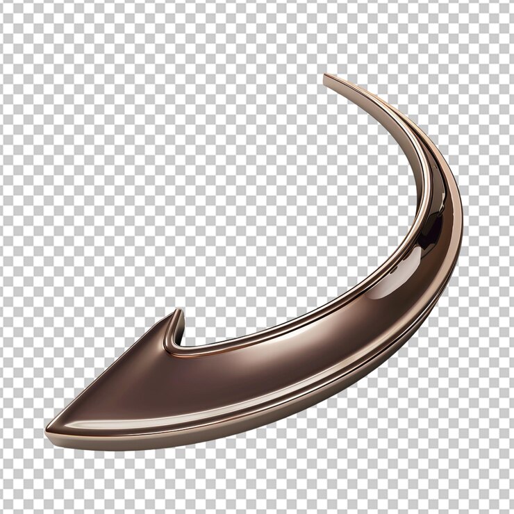 PSD la flecha curva de plata moderna de png