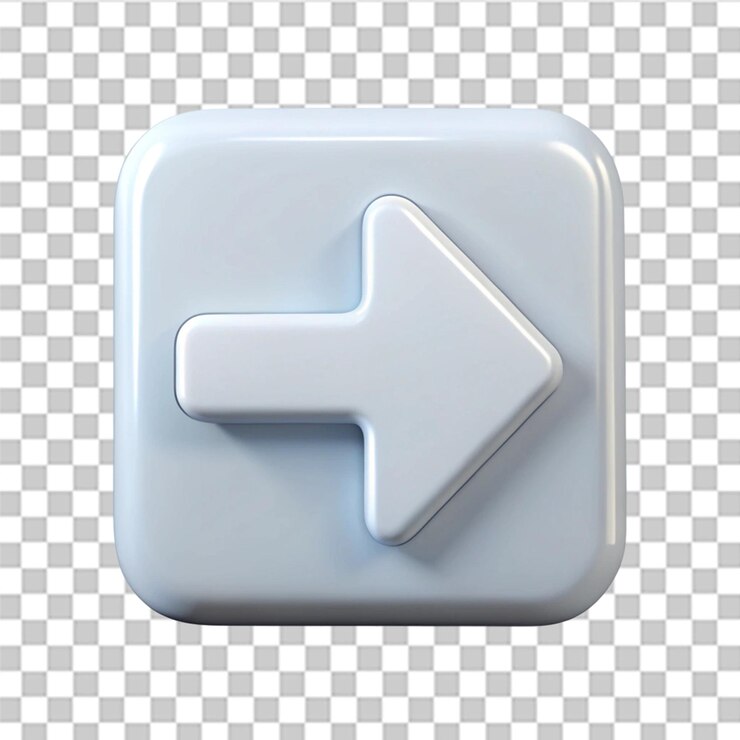 PSD la flecha derecha del icono ui se representa en 3d aislado en un fondo transparente