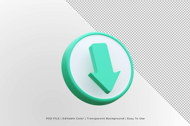 flecha de descarga de signo de icono de render 3d