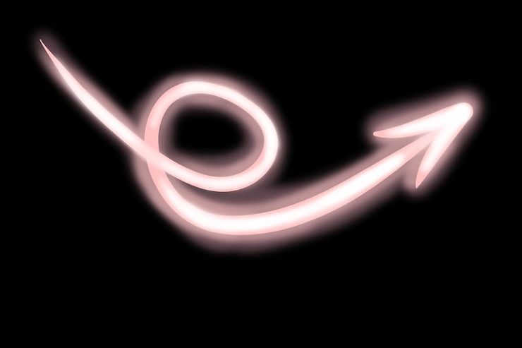 PSD flecha de dirección con luces y ráfagas en ilustración rosada
