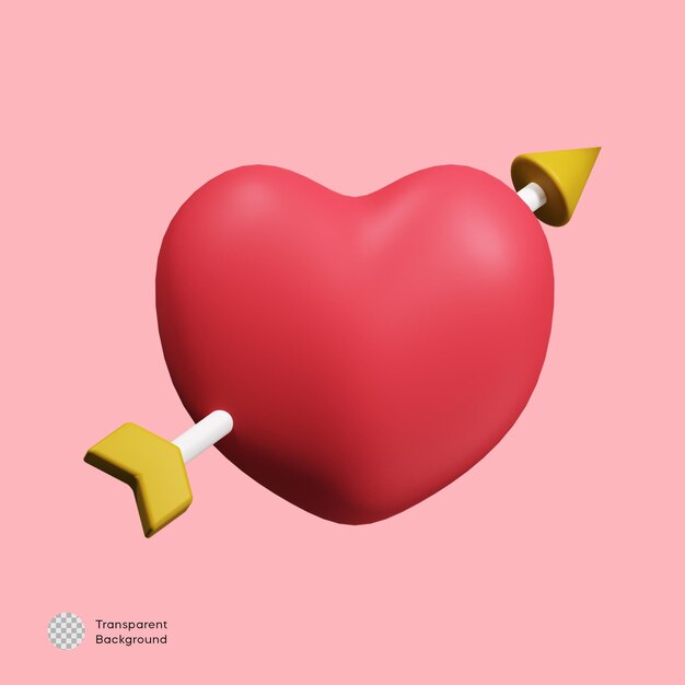 PSD flecha e icono de corazón de ilustración 3d