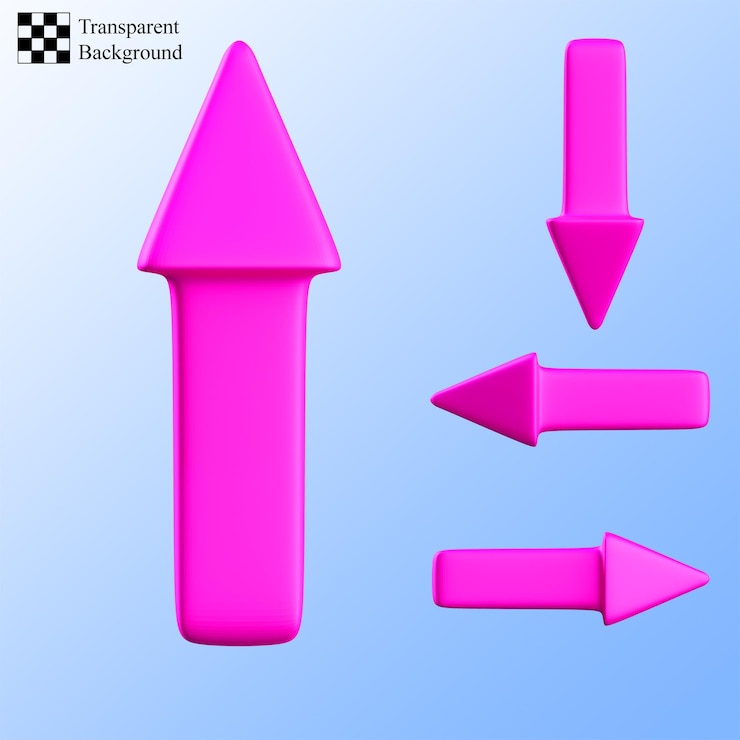 PSD flecha, icono, rosa, 3d, ilustración