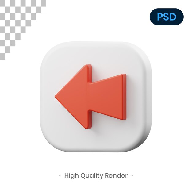 Flecha izquierda 3D Render ilustración PSD Premium