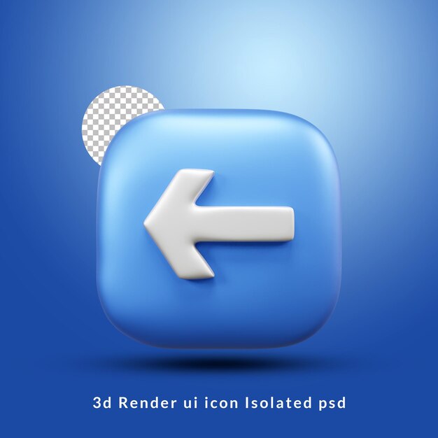 flecha izquierda icono de interfaz de usuario 3d render aislado