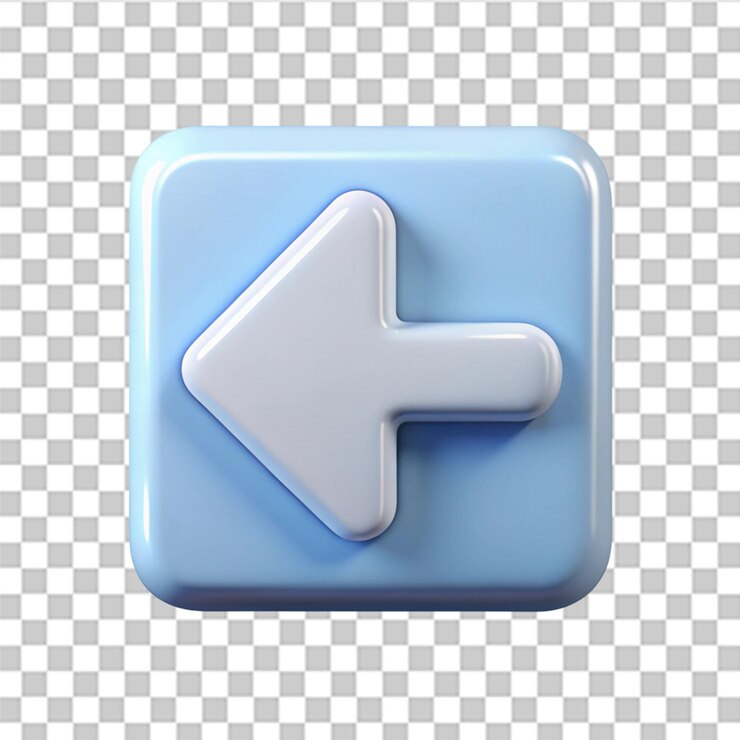 PSD la flecha izquierda del icono ui se representa en 3d aislado en un fondo transparente