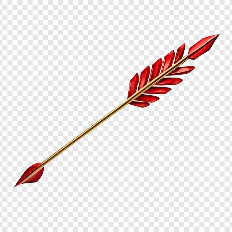 PSD la flecha roja de cupido aislada en transparente