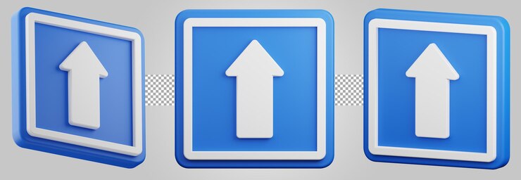 PSD flecha de signo arriba aislada sobre fondo transparente. render 3d