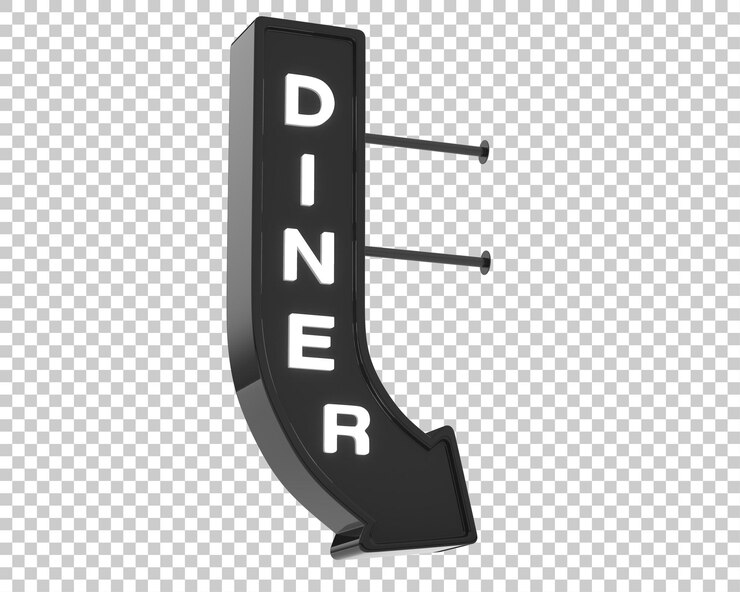 PSD flecha de signo de restaurante sobre fondo transparente ilustración de renderizado 3d
