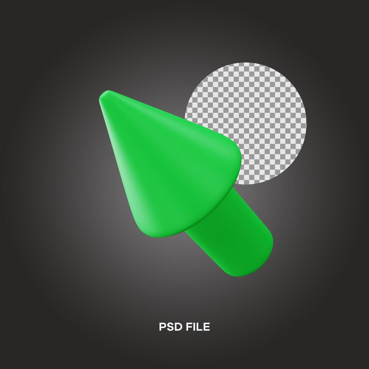 PSD flecha verde arriba a la izquierda 3d ilustración renderizado 3d icono editable aislado
