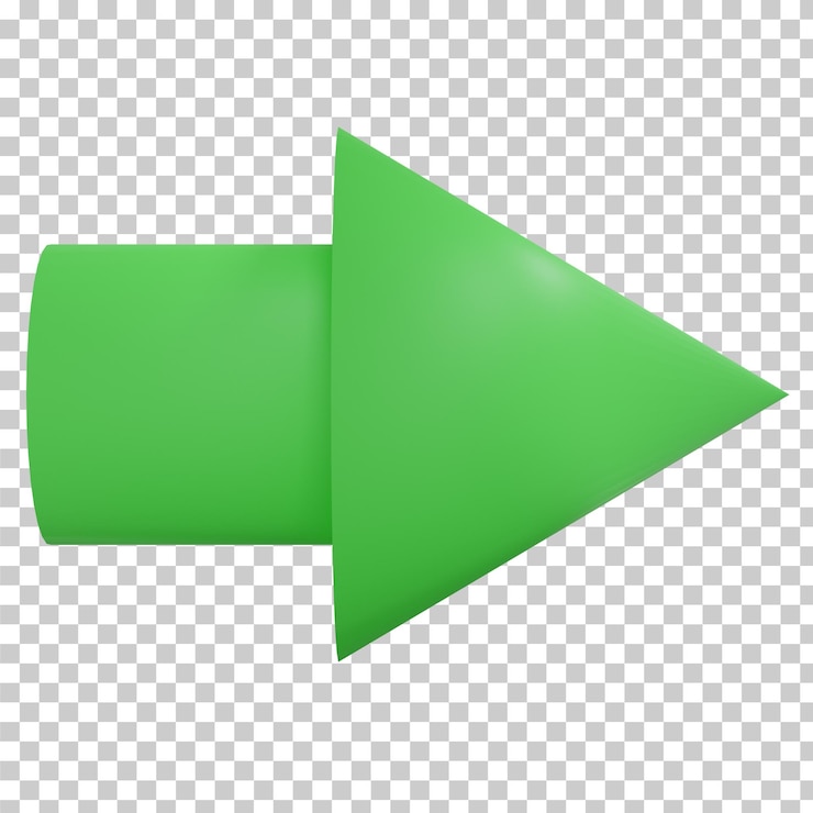 PSD flecha verde de representación 3d aislada