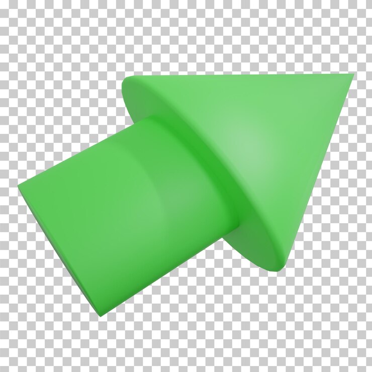 PSD flecha verde de representación 3d aislada