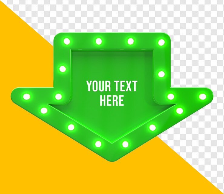 PSD una flecha verde con el texto en el medio.