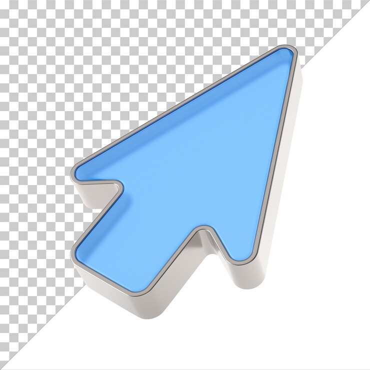 PSD flecha de vidrio sobre fondo blanco ilustración 3d aislada