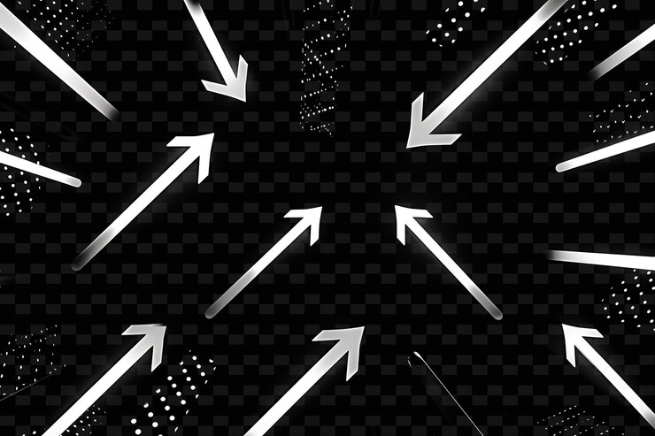 PSD flechas de neón brillantes que apuntan en diferentes direcciones flecha c y2k textura forma arte de decoración de fondo