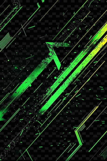 Flechas de neón brillantes que apuntan en diferentes direcciones Glitche Y2K Textura Forma Arte de decoración de fondo