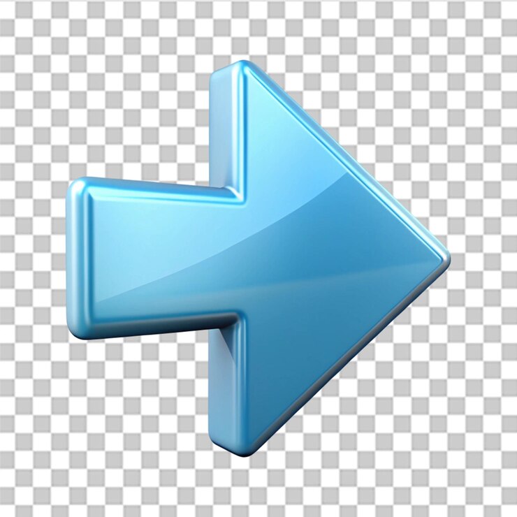 PSD las flechas del puntero derecho muestran el icono 3d de vista lateral aislado sobre un fondo transparente