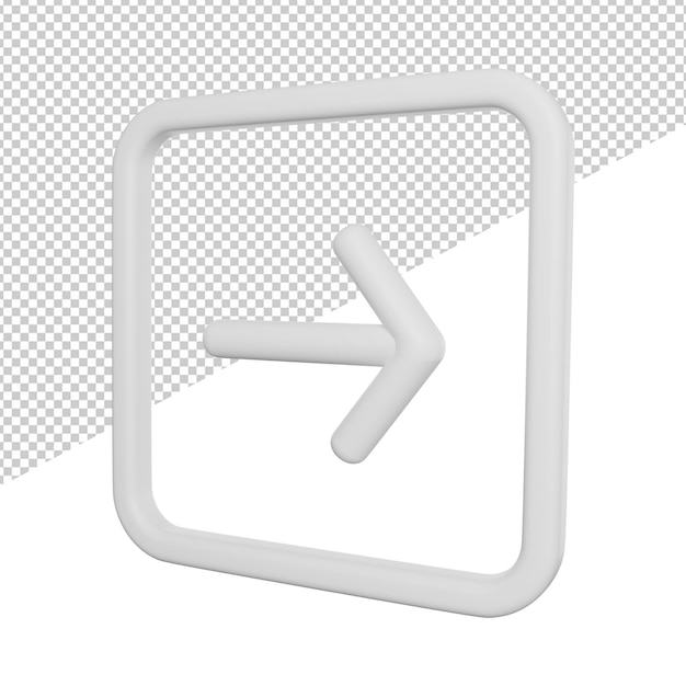 Flechas Puntero derecho vista lateral icono 3d ilustración de representación sobre fondo transparente