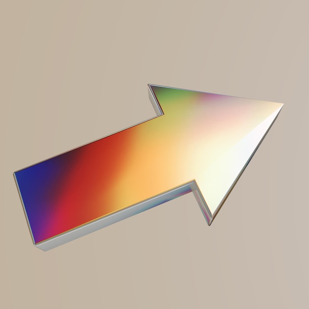 une flèche de couleur arc-en-ciel pointant vers la gauche avec le mot arc- en-ciel en bas