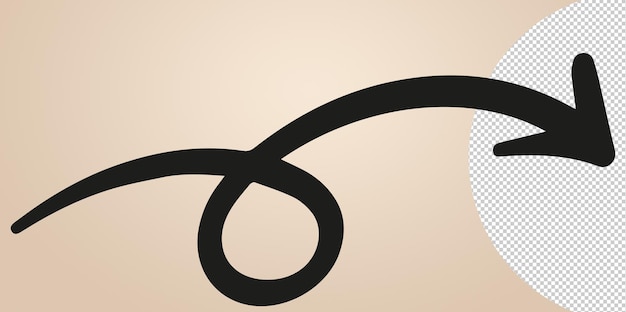 Flèche dessinée à la main doodle icône png sur fond transparent