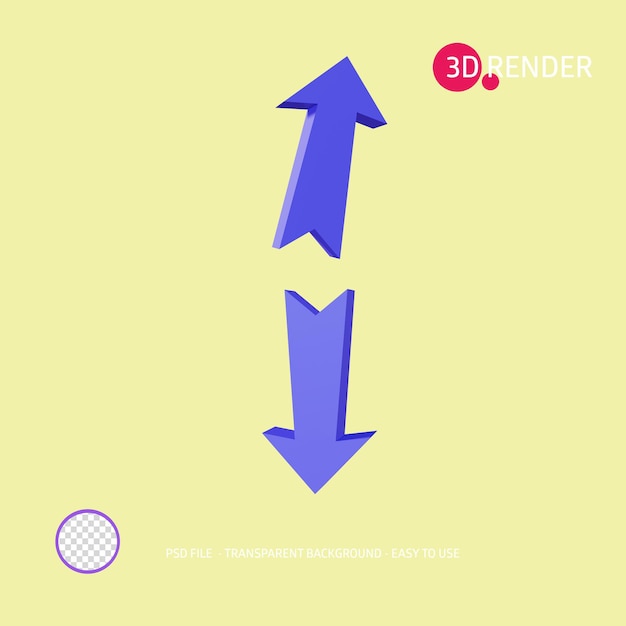 PSD flèche d'icône de rendu 3d 5