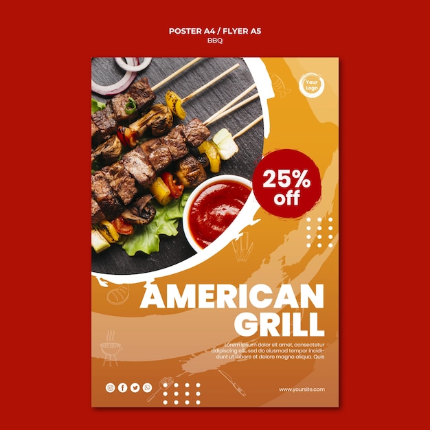 Fleisch und Gemüse Spieße Poster Vorlage