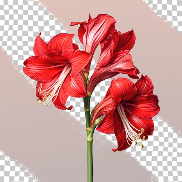 PSD une fleur d'amaryllis rouge qui fleurit sur un fond transparent