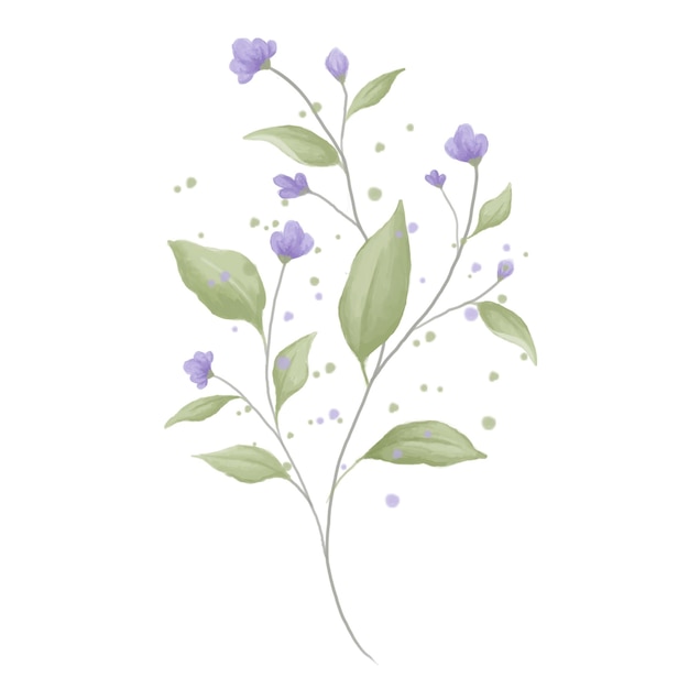 PSD une fleur à l'aquarelle de fleurs violettes