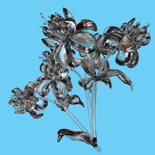 une fleur d'argent est montrée avec le haut à gauche de l'image d'une fleur