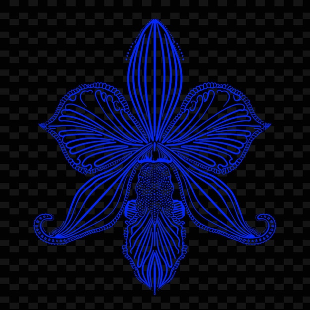 PSD une fleur bleue avec un motif de fleur sur un fond noir