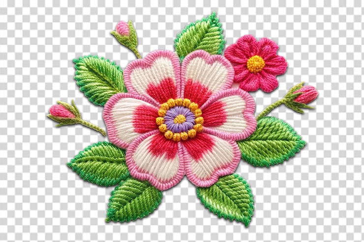 PSD une fleur de broderie en png