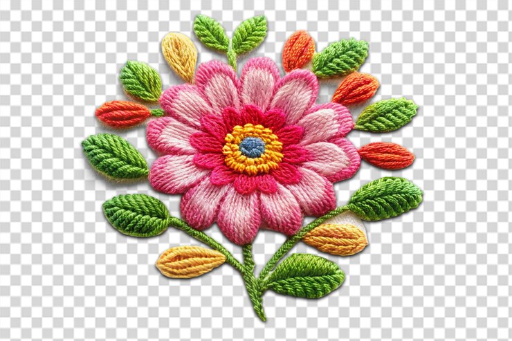 PSD une fleur de broderie en png